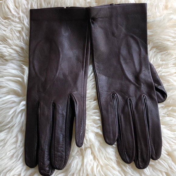 Italian leather gloves in brown or green - Picture 3 of 3